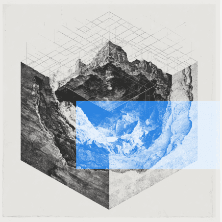 3D isometric illustration of layered data infrastructure.