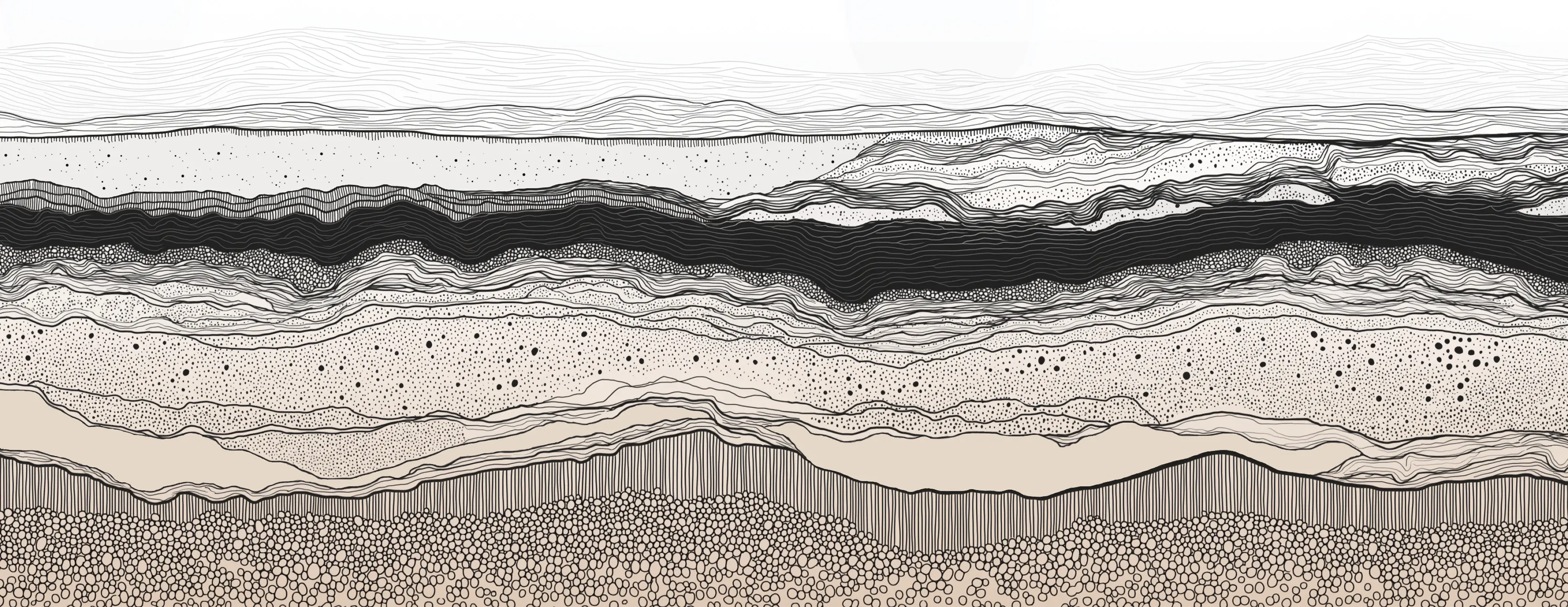 Abstract sediment-like composition in soft neutral tones.